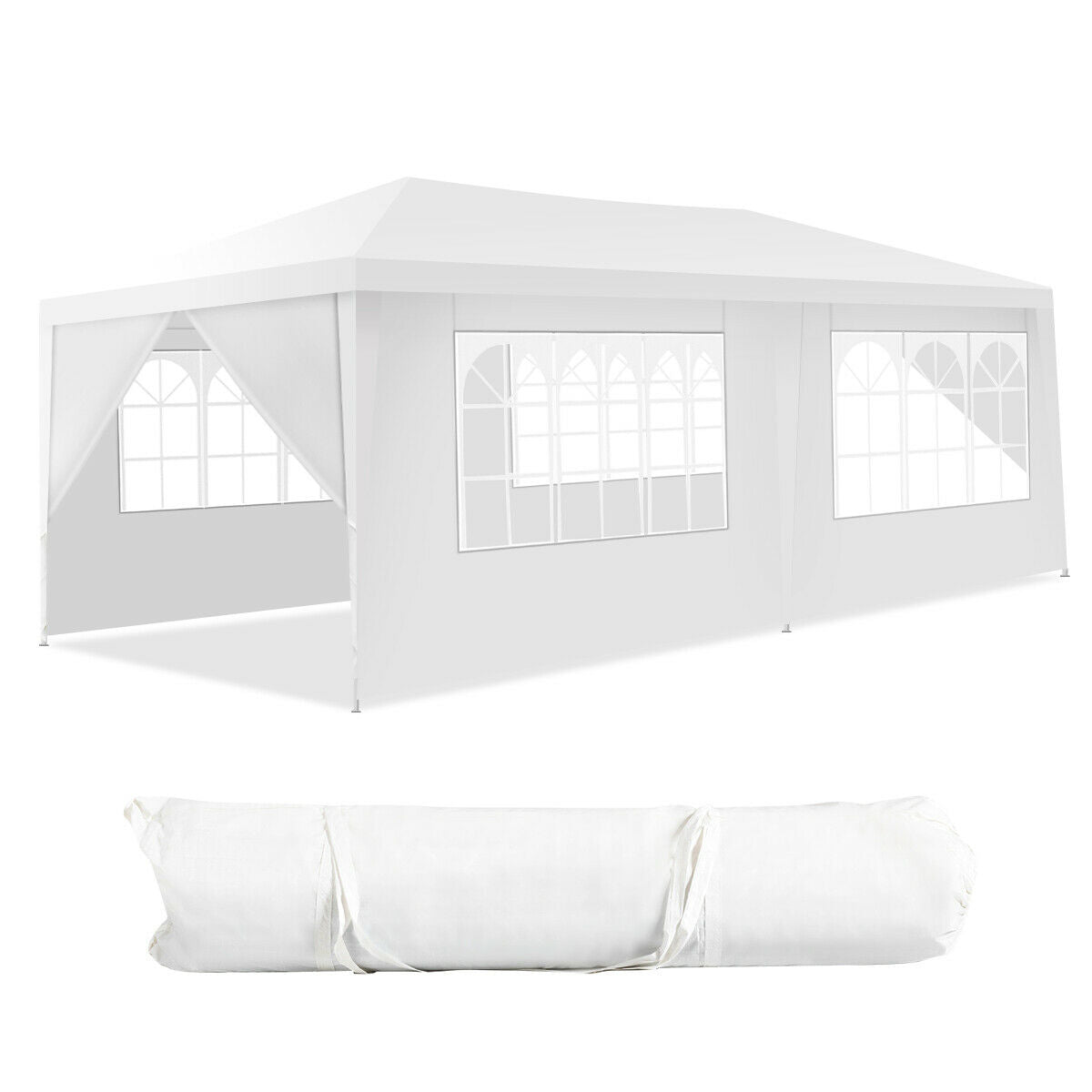 GemGear 10x20 ft white canopy tent with six sidewalls and carry bag on Tampa Home & Garden Store
