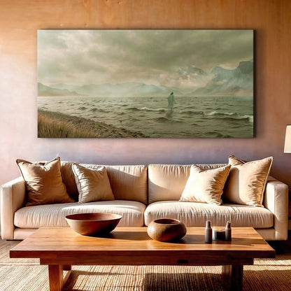 Walking On Water Faith Wall Art Canvas Tailored Canvases; tranquil seascape with figure on water on Tampa Home & Garden Store