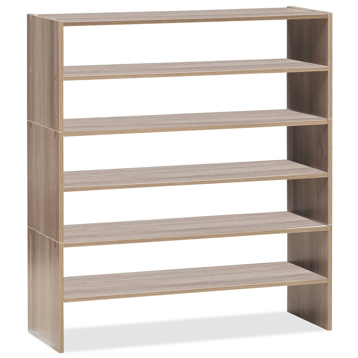 3 Pieces 31-Inch Stackable Multi-Shape Shoe Rack-White