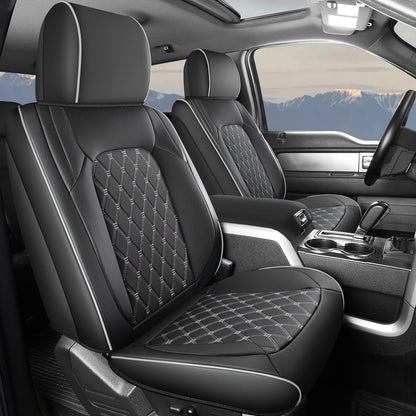 Umbrauto seat covers for Chevy/GMC, gray Nappa leather with diamond-stitched pattern coverage on Tampa Home & Garden Store