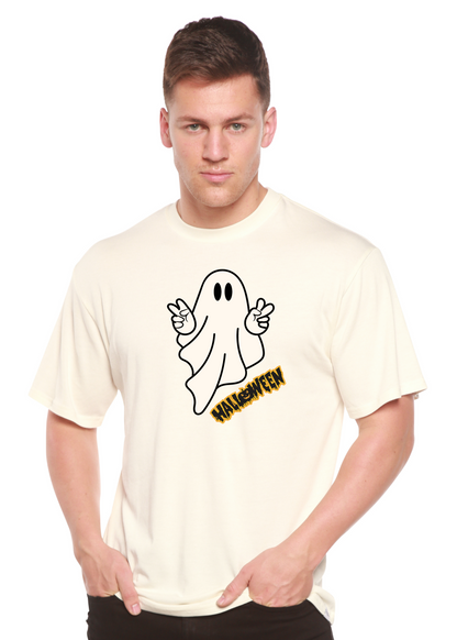 Halloween Ghost T-shirt with black ghost and orange text bamboo viscose/organic cotton on Tampa Home & Garden Store