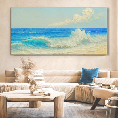 Serene Ocean Wave Coastal Wall Art Canvas