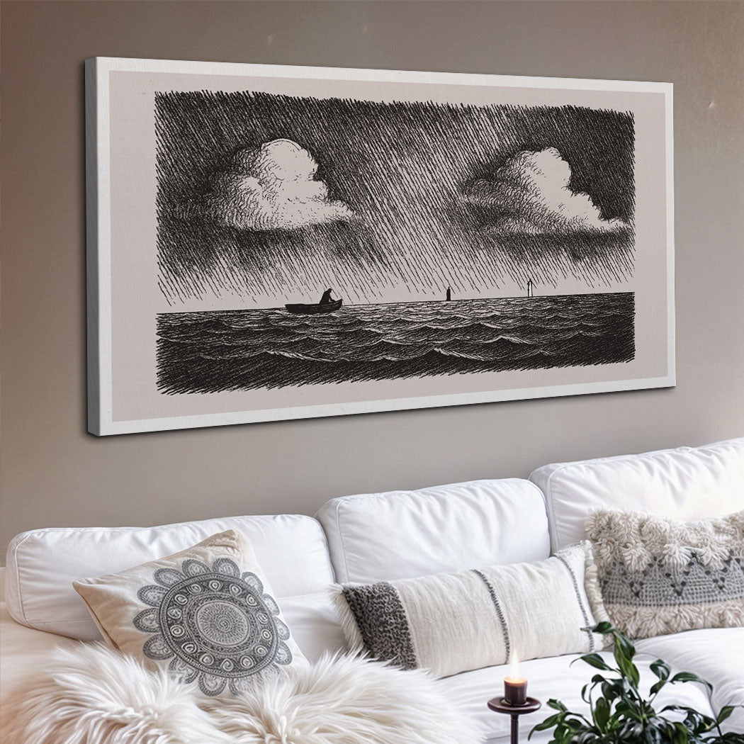 Jesus Walking On Water Faith Wall Art III canvas by Tailored Canvases, black seascape with waves on Tampa Home & Garden Store