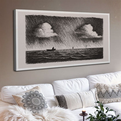 Jesus Walking On Water Faith Wall Art III canvas by Tailored Canvases, black seascape with waves on Tampa Home & Garden Store