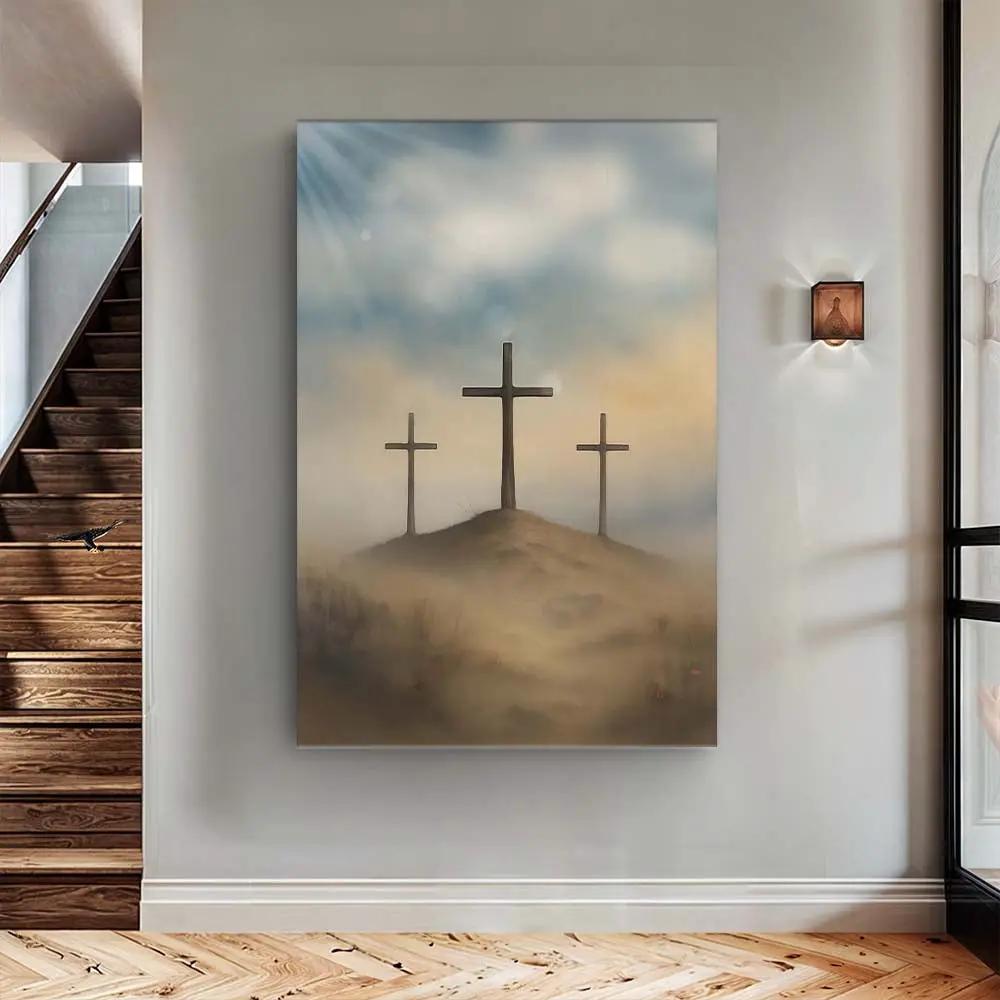 Three Crosses on Calvary Faith Wall Art II canvas by Tailored Canvases, crafting canvas on Tampa Home & Garden Store