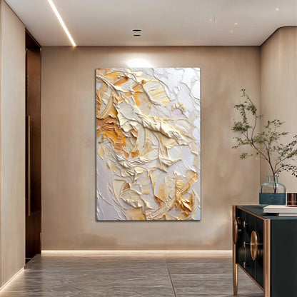 Minimalist Wave Abstract Wall Art canvas textured beige gold tones by Tailored Canvases on Tampa Home & Garden Store