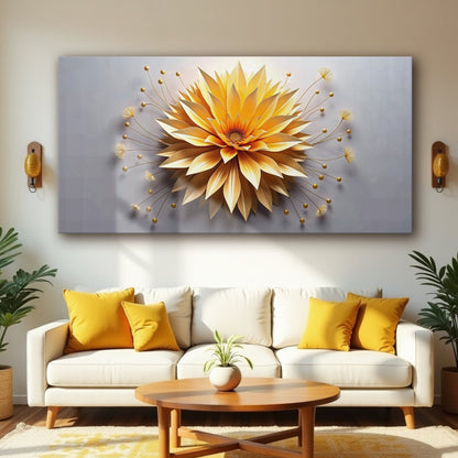 Golden dandelion minimalist abstract canvas art in gold tones on grey Tailored Canvases on Tampa Home & Garden Store