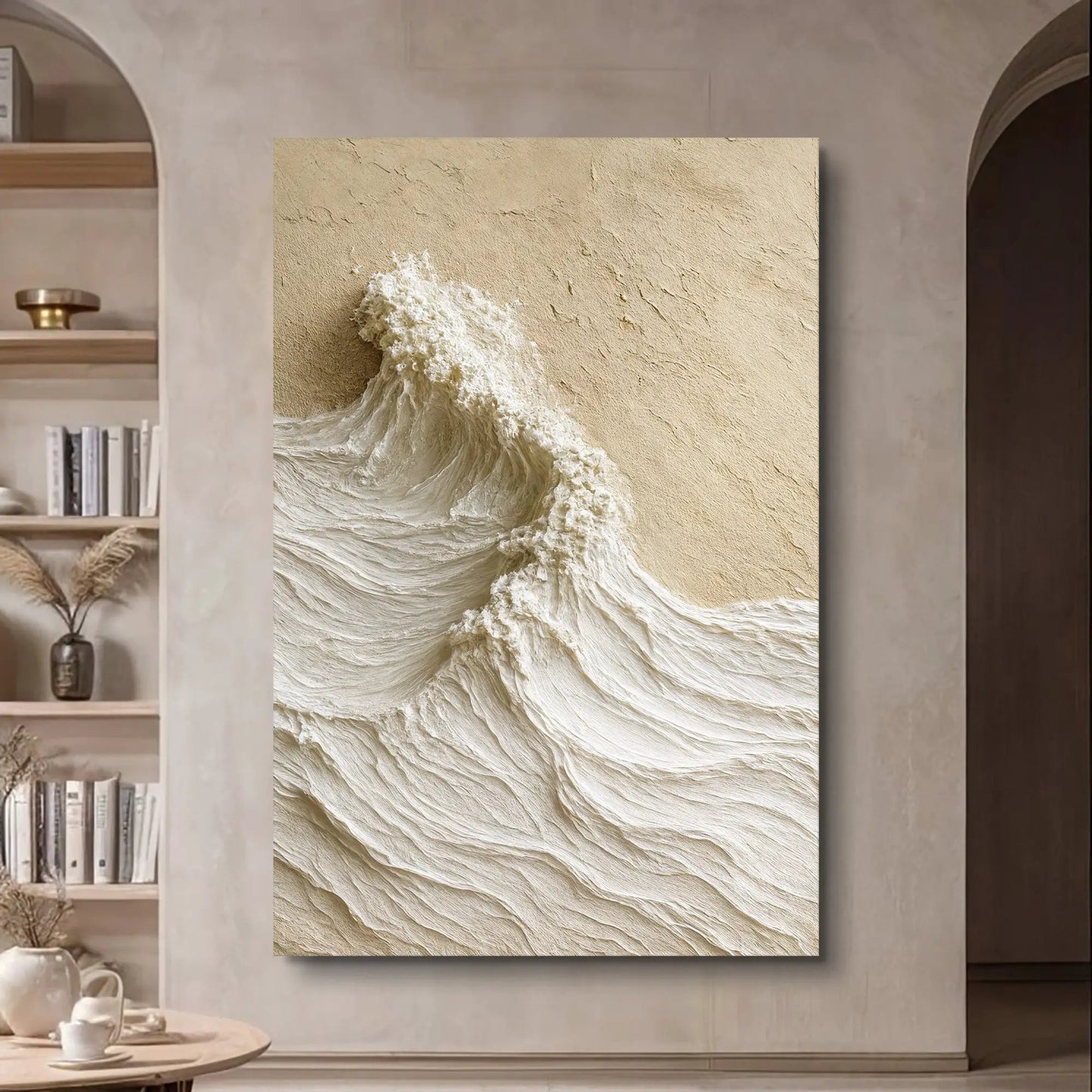 Modern Neutral Mountain Wall Art canvas with textured surface and wave pattern Tailored Canvases on Tampa Home & Garden Store