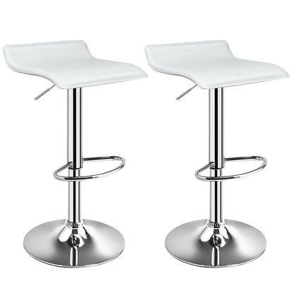 Juego de 2 taburetes de bar sin respaldo de cuero sintético ajustables - Blancos