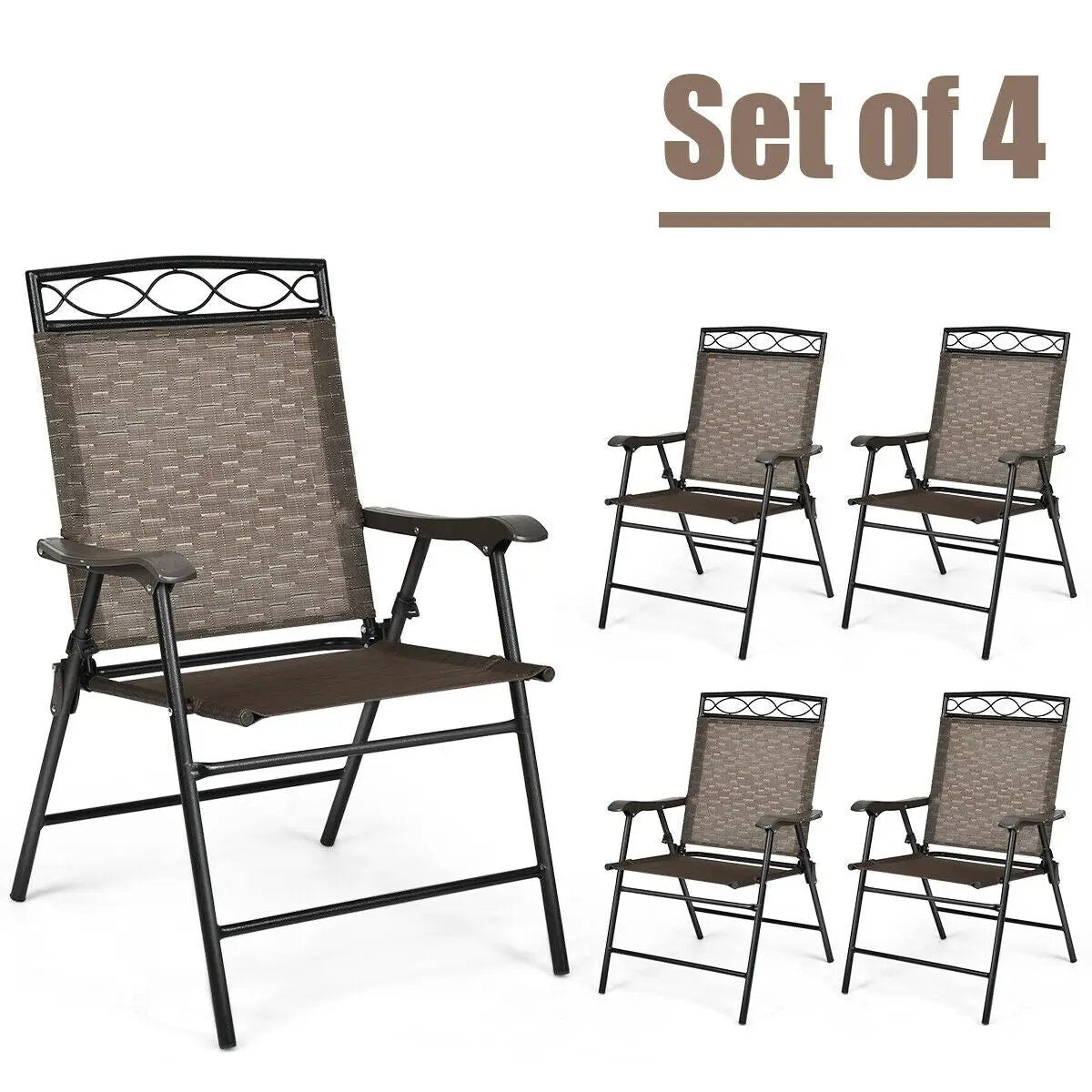 Set of 4 Patio Folding Chairs for Outdoor Use