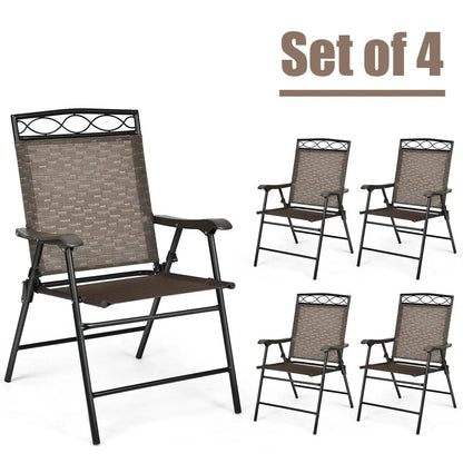 Set of 4 Patio Folding Chairs for Outdoor Use