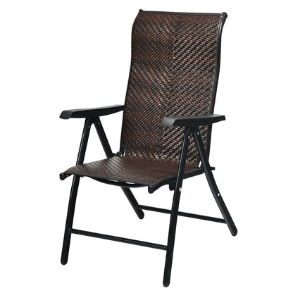 Silla Plegable de Ratán para Patio con Reposabrazos
