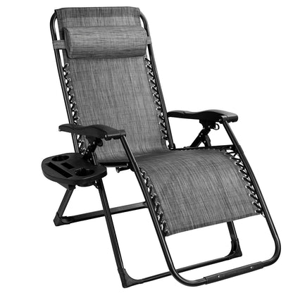 Sillón reclinable grande con portavasos de alta resistencia para exteriores - Azul