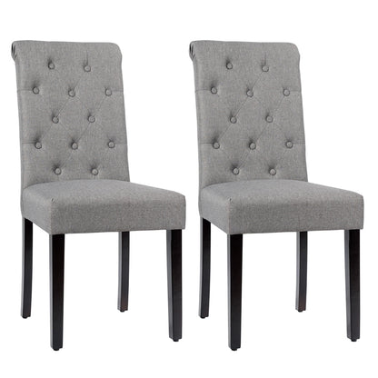2 Pieces Tufted Dining Chair Set with Adjustable Anti-Slip Foot Pads