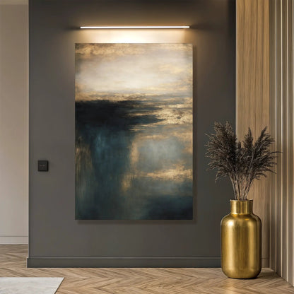 Cloudscape Glimmer Wall Art canvas by Tailored Canvases with metallic gold cloud texture on Tampa Home & Garden Store