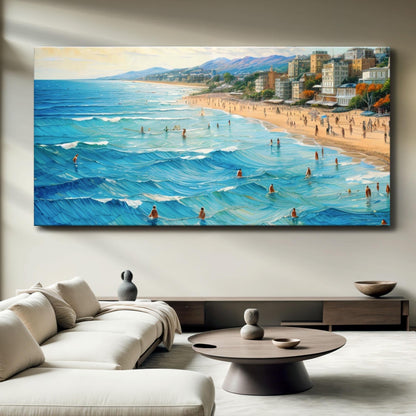 Beach Days Wall Art XIV canvas by Tailored Canvases coastal cityscape with blue sea on Tampa Home & Garden Store