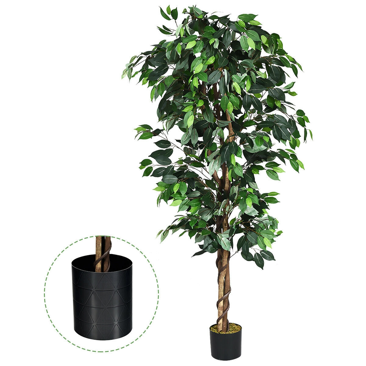Ficus artificial de seda de 6 pies