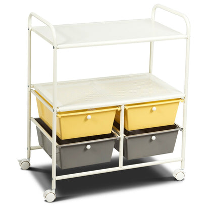 4 Drawers Shelves Rolling Storage Cart Rack-Clear