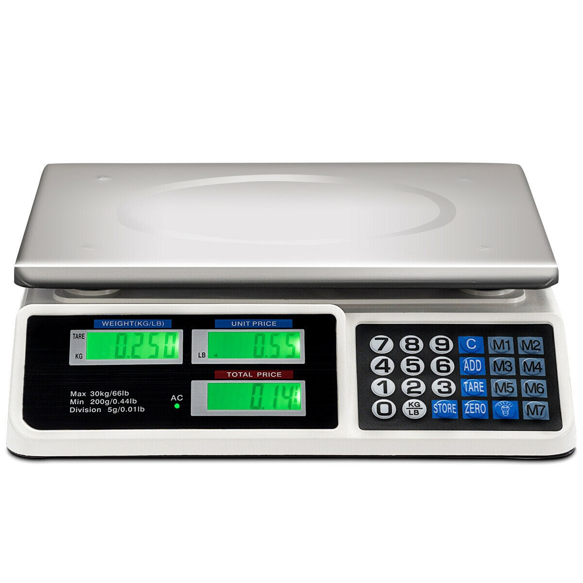 Balanza electrónica de cálculo de precios de 66 lb con pantalla LCD