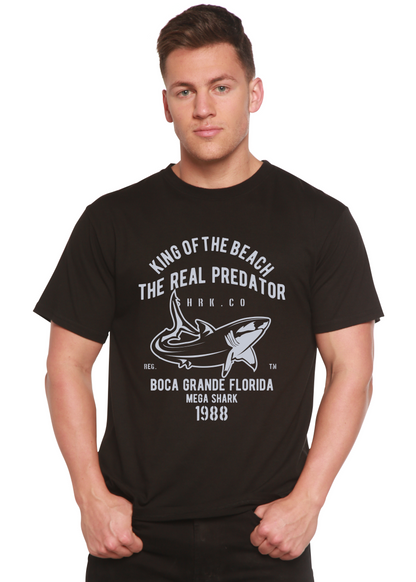 Men's black Shark Real Spun Bamboo graphic t-shirt with bold white shark illustration on Tampa Home & Garden Store