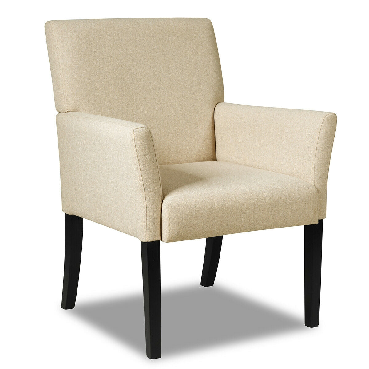 Fabric Upholstered Executive Guest Armchair with Rubber Wood Legs-Black