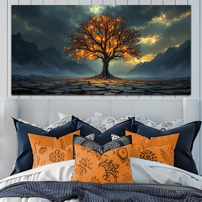 Burning Bush Faith Wall Art XI canvas by Tailored Canvases fiery tree on cracked ground on Tampa Home & Garden Store