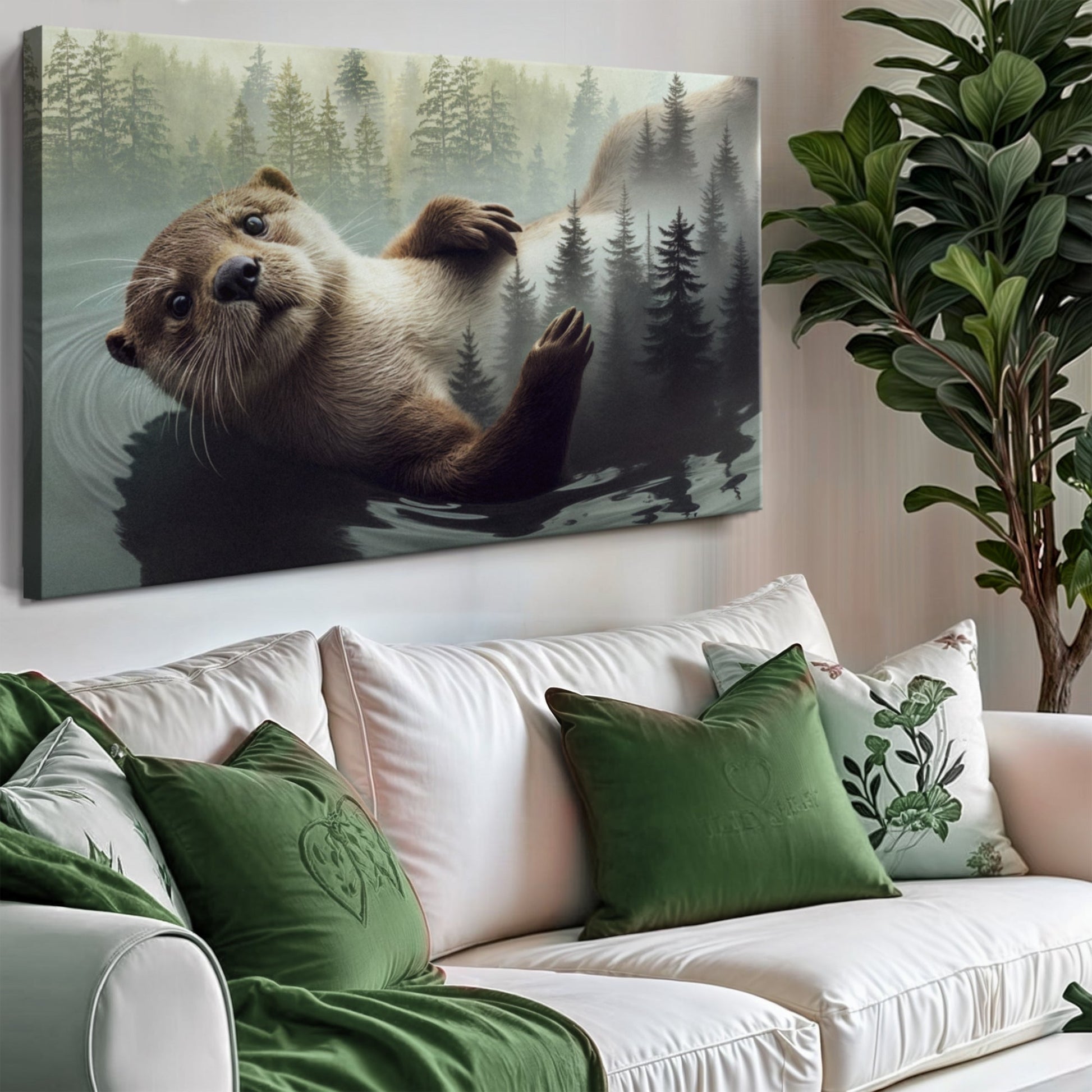 Otter Double Exposure Wall Art canvas print, 1-panel Tailored Canvases crafting canvas on Tampa Home & Garden Store