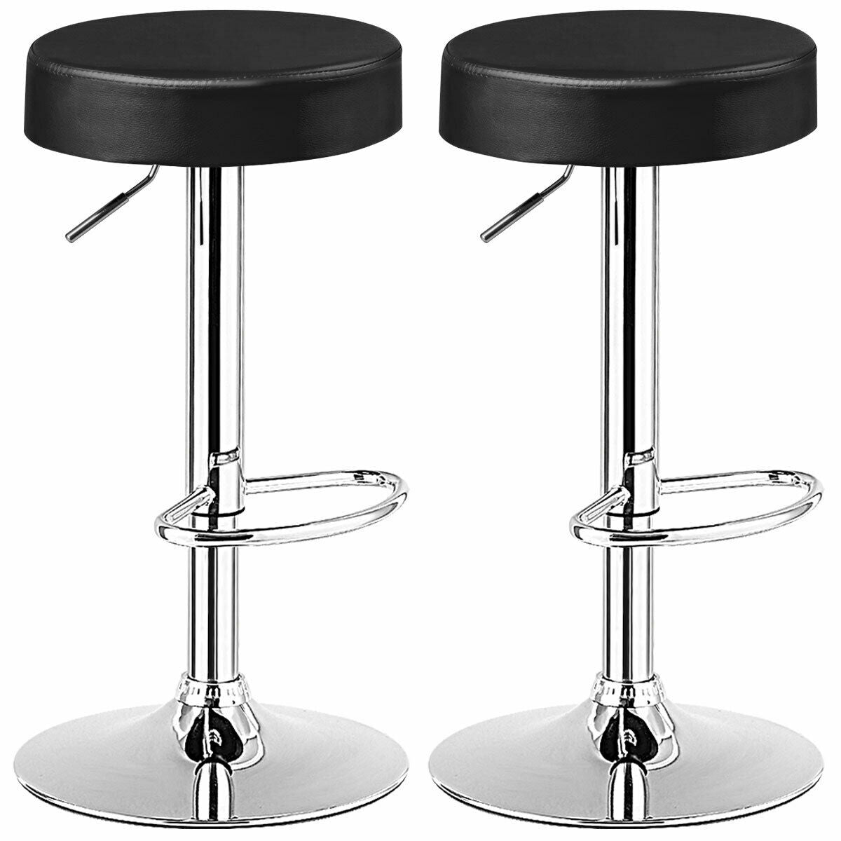 Juego de 2 taburetes de bar redondos giratorios ajustables - Sillas de pub - Negro