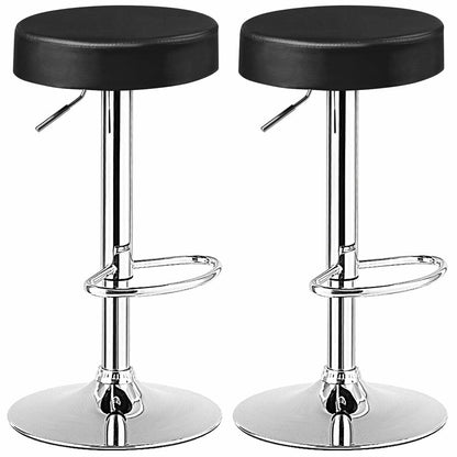 Juego de 2 taburetes de bar redondos giratorios ajustables - Sillas de pub - Negro