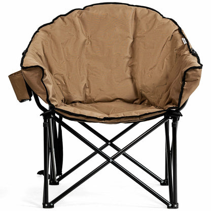 GemGear folding camping moon padded chair tan fabric, black steel frame, carrying bag on Tampa Home & Garden Store