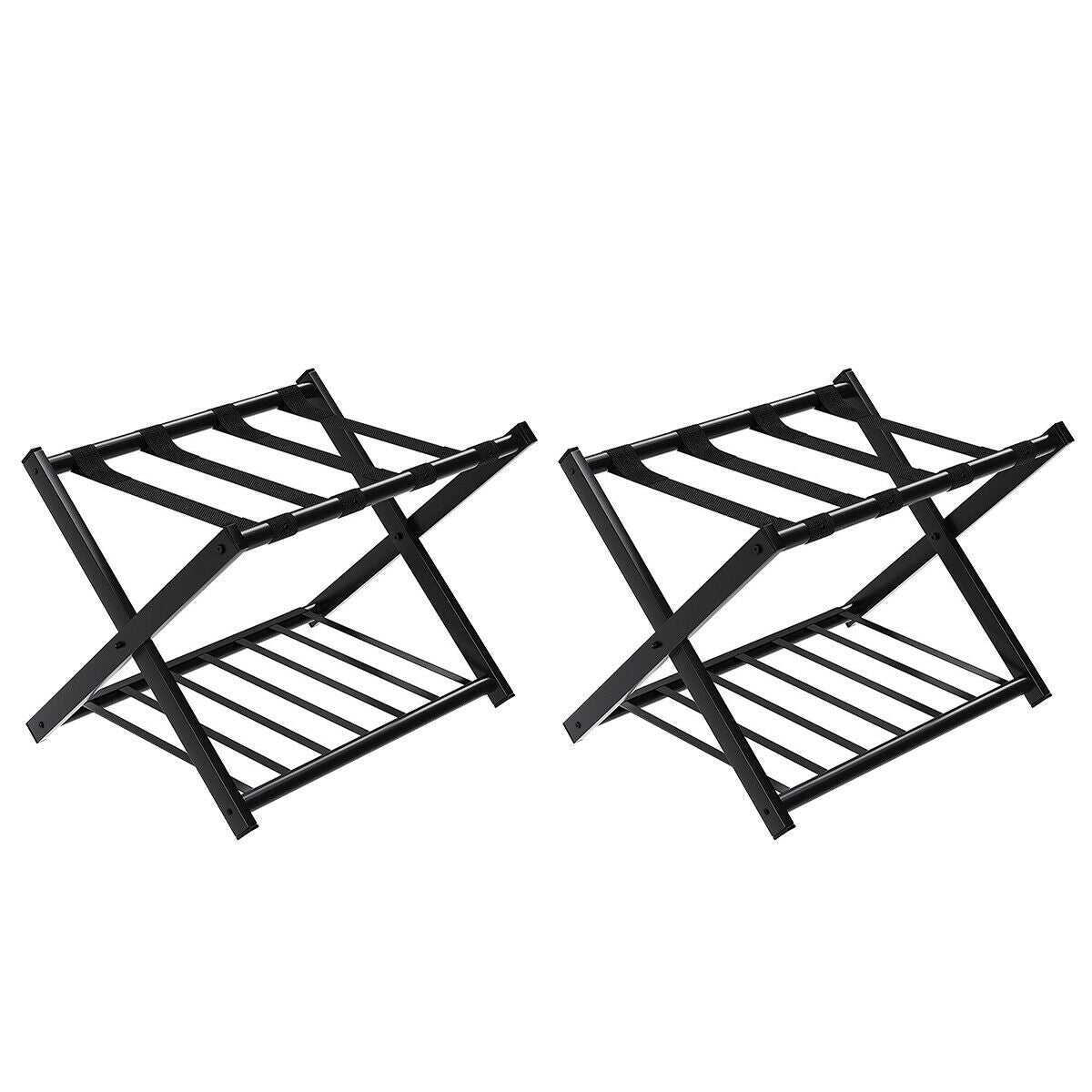 Juego de 2 maleteros plegables de metal – Negro