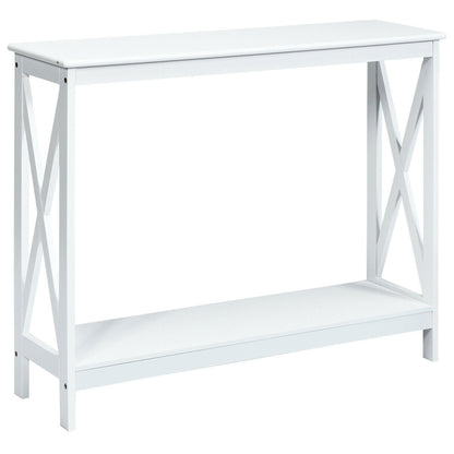 2-Tier Console X-Design Sofa Side Accent Table white finish with X-frame sides DirectDeals on Tampa Home & Garden Store
