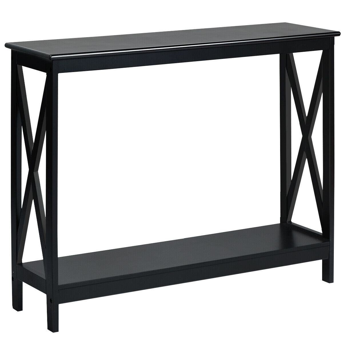 2-Tier Console X-Design Sofa Side Accent Table black metal frame DirectDeals on Tampa Home & Garden Store