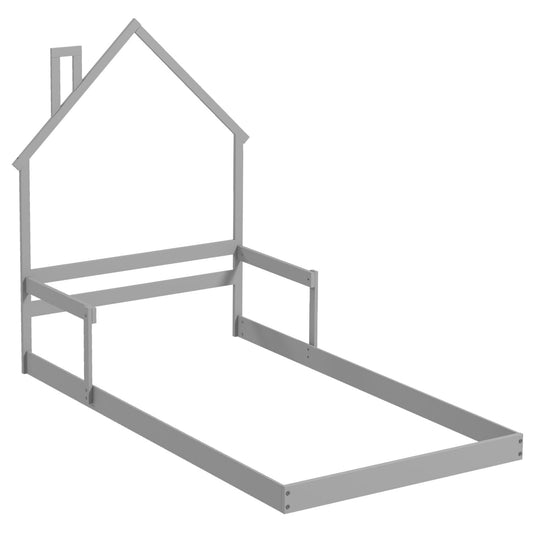 Twin Size Floor Bed with Chimney and Headboard and Handrail - Tampa Home & Garden Store