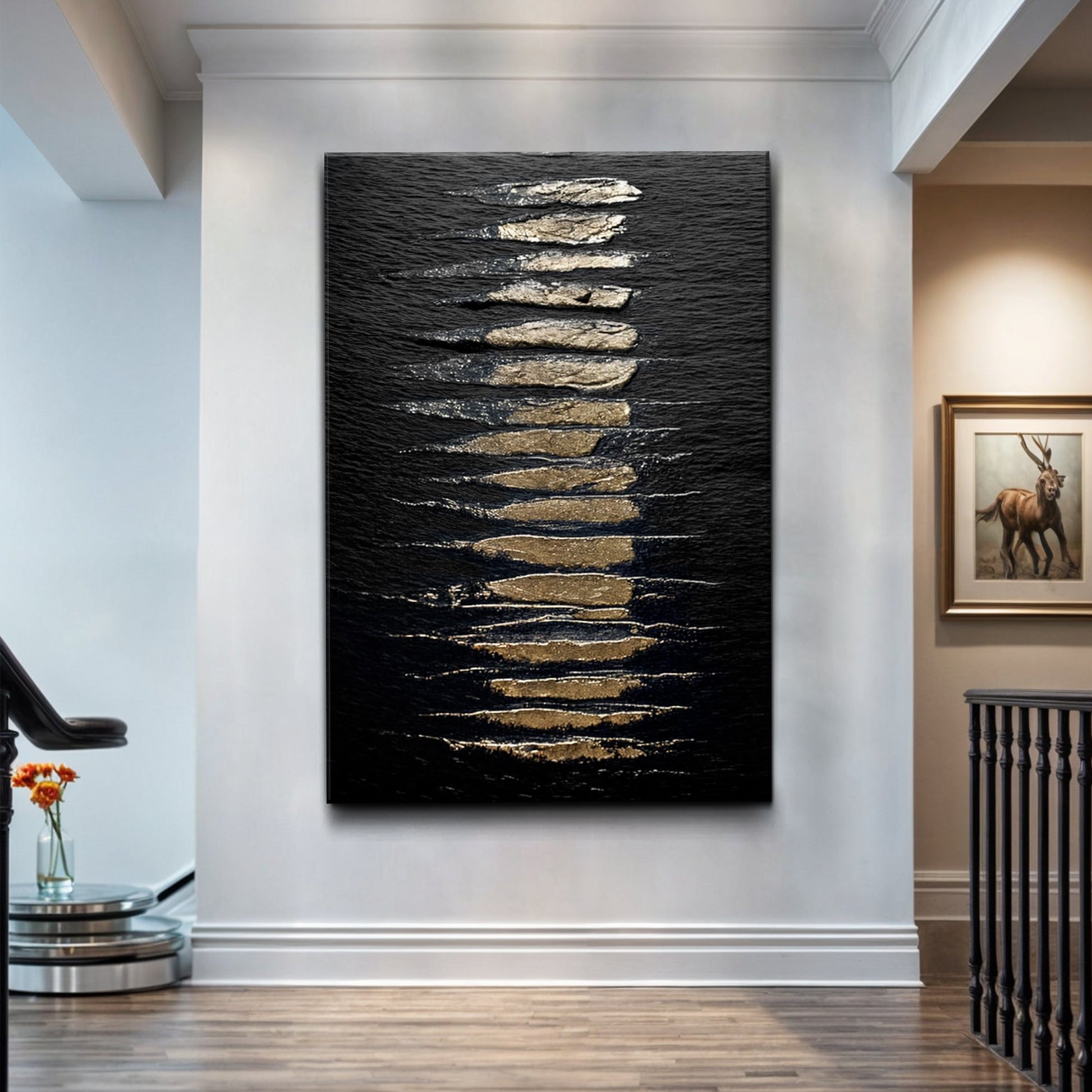 Black and Gold Abstract Minimalist Wall Art canvas Tailored Canvases crafting canvas on Tampa Home & Garden Store