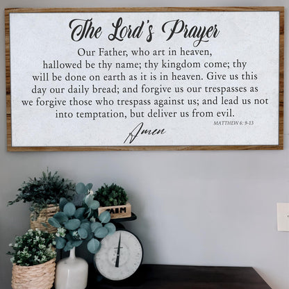 The Lord's Prayer Faith Sign II canvas Tailored Canvases framed wood with black script text on Tampa Home & Garden Store