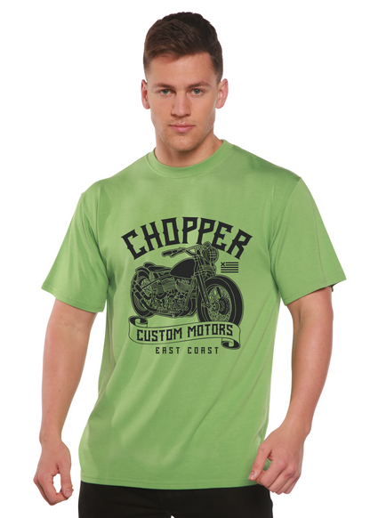 Chopper Custom Motors bamboo viscose/organic cotton tee lime green motorcycle print Spun Bamboo on Tampa Home & Garden Store