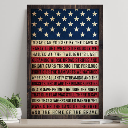 American Anthem Sign II canvas by Tailored Canvases with vintage US flag design on Tampa Home & Garden Store
