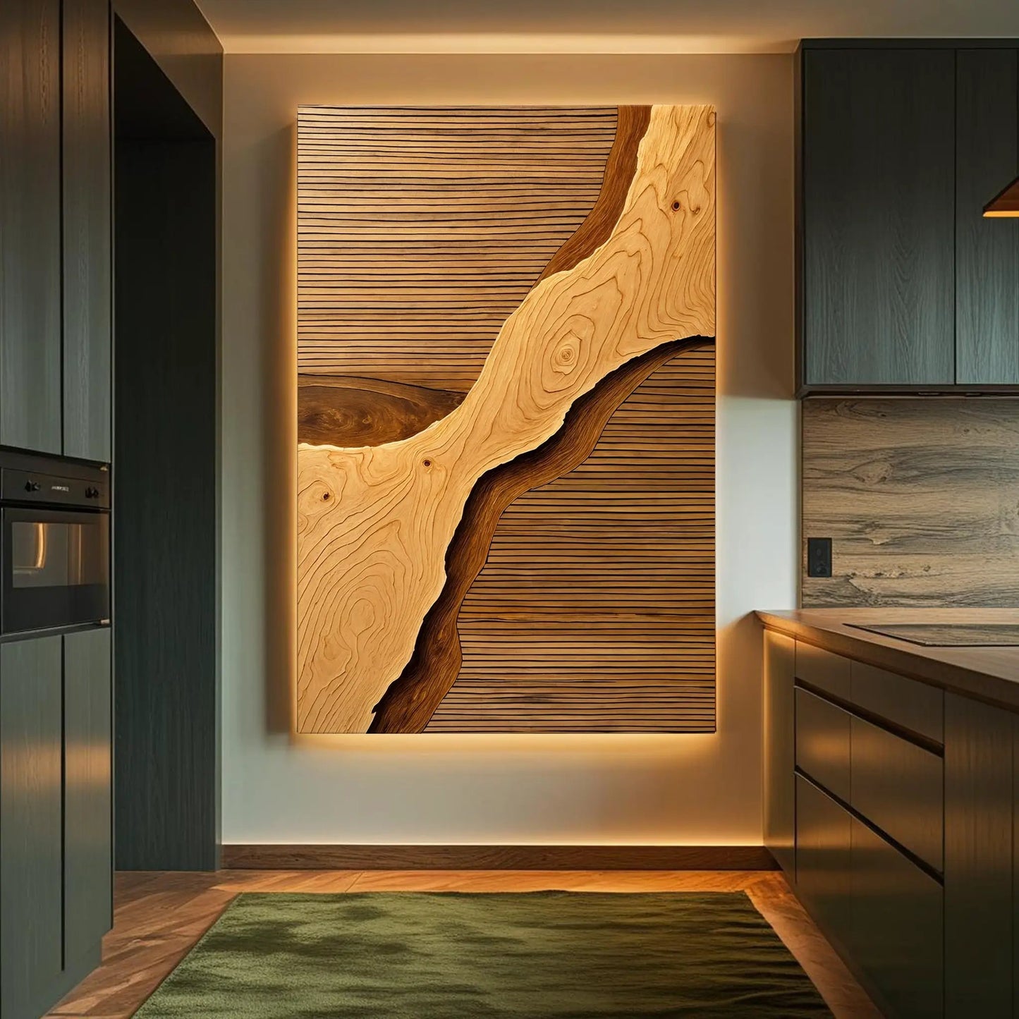 Wood Rift Wall Art canvas with layered natural wood grain panels by Tailored Canvases on Tampa Home & Garden Store