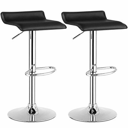 Juego de 2 taburetes de bar sin respaldo de cuero sintético ajustables - Blancos