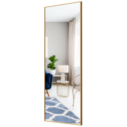 Espejo de cuerpo entero de 59 pulgadas, espejo de dormitorio rectangular grande, dorado