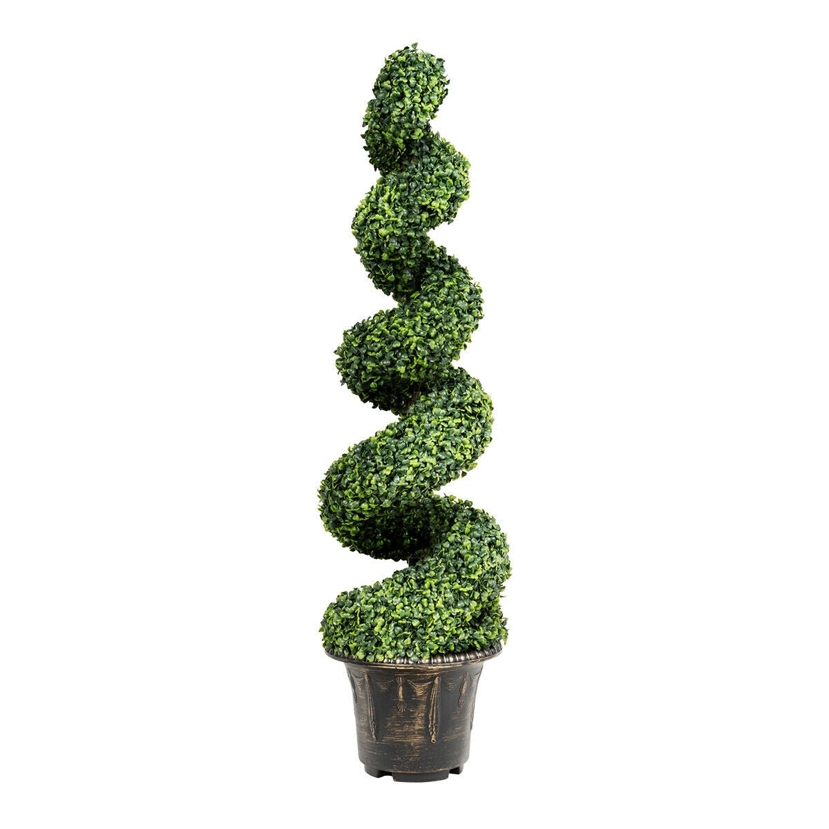 Árbol de Hojas Verdes en Espiral de Boj Artificial de 4 Pies