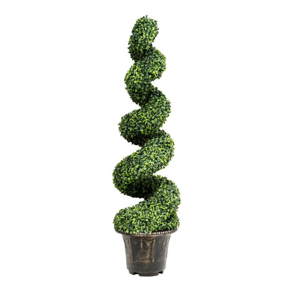 Árbol de Hojas Verdes en Espiral de Boj Artificial de 4 Pies