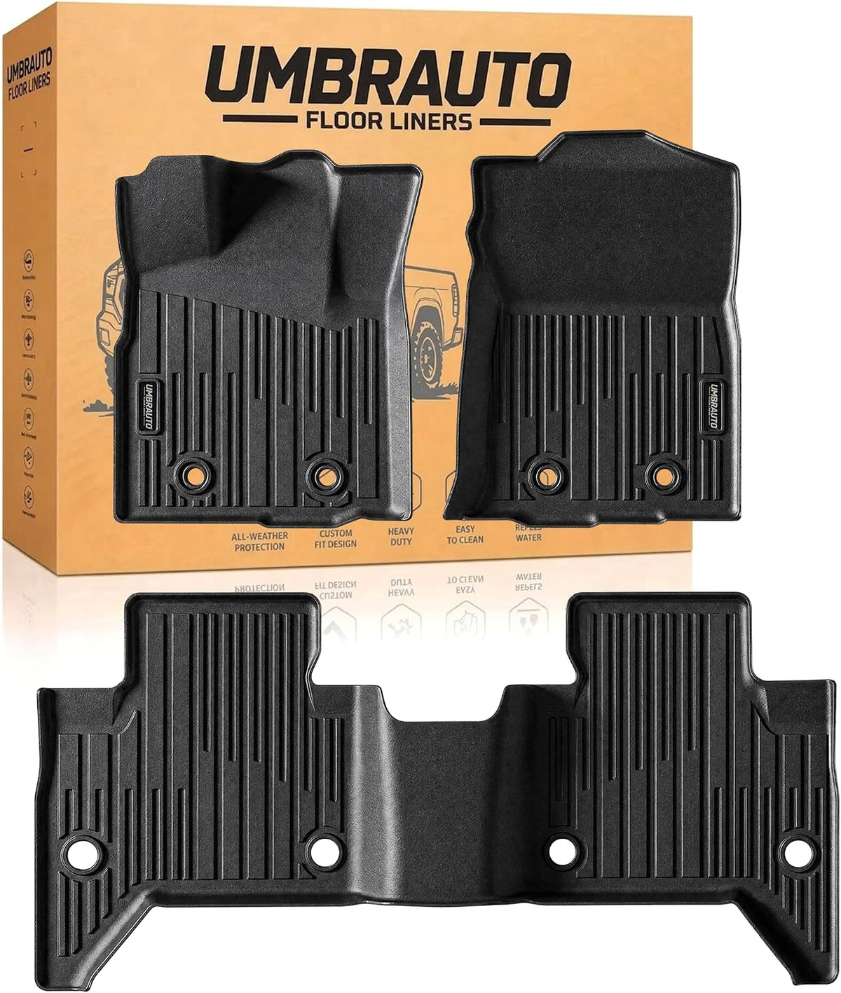 Umbrauto floor liners for Toyota Tacoma 2016–2023, all-weather TPE, front & rear, custom fit on Tampa Home & Garden Store