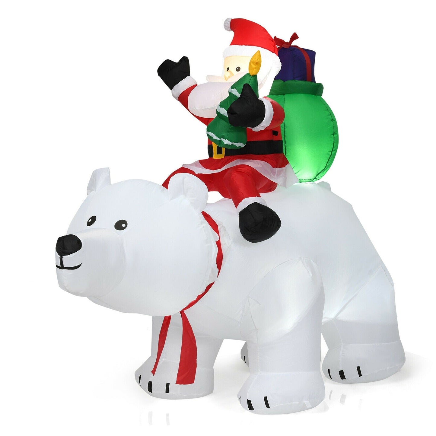 Inflatable Santa riding polar bear with shaking head, 6.5 ft, LED lights, DirectDeals on Tampa Home & Garden Store