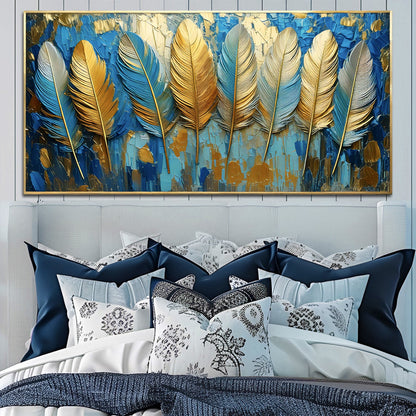 Confetti Sky Crafting Canvas Wall Art by Tailored Canvases in blue and gold on Tampa Home & Garden Store
