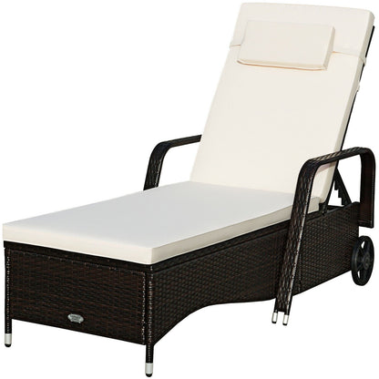 Tumbona reclinable acolchada para exteriores con respaldo ajustable