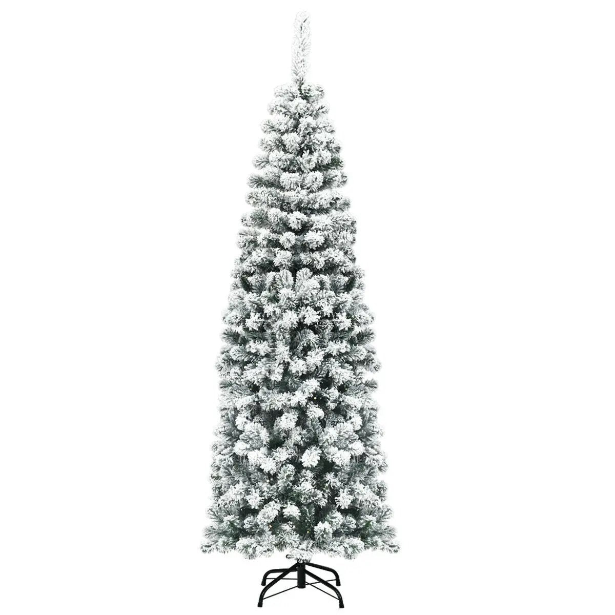 DirectDeals 6 ft unlit hinged snow-flocked artificial pencil Christmas tree with 500 tips on Tampa Home & Garden Store