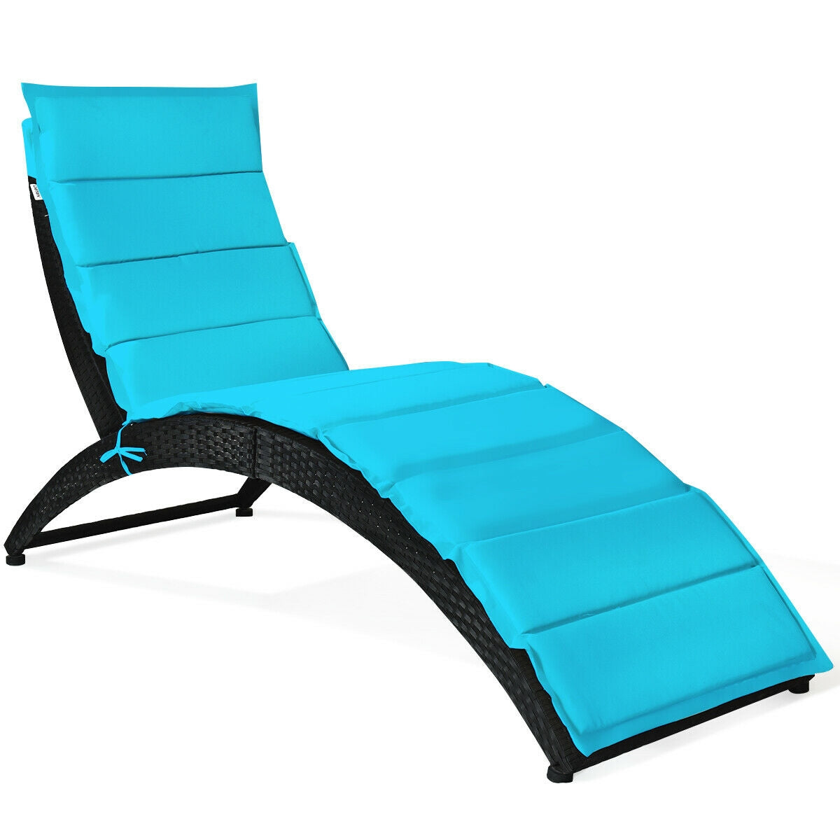 Tumbona plegable de mimbre para patio con cojín - Rojo