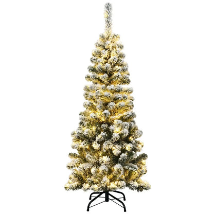 DirectDeals 4.5 ft pre-lit snow-flocked pencil Christmas tree with 150 LED lights on Tampa Home & Garden Store